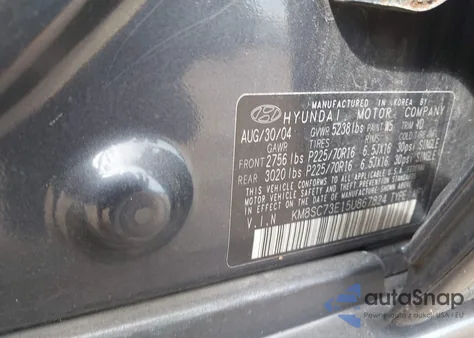 2005 Hyundai Santa Fe Gls/Lx из США, поврежденный, VIN KM8SC73E15U867824